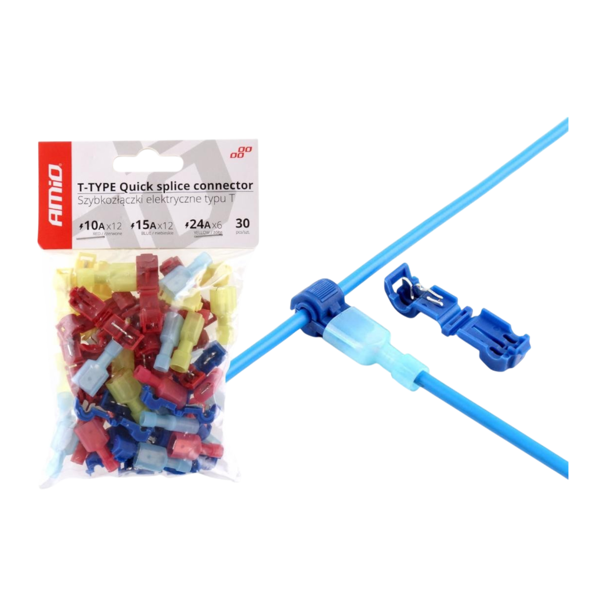 AMIO Conectores de conexión rápida tipo T 30 unid