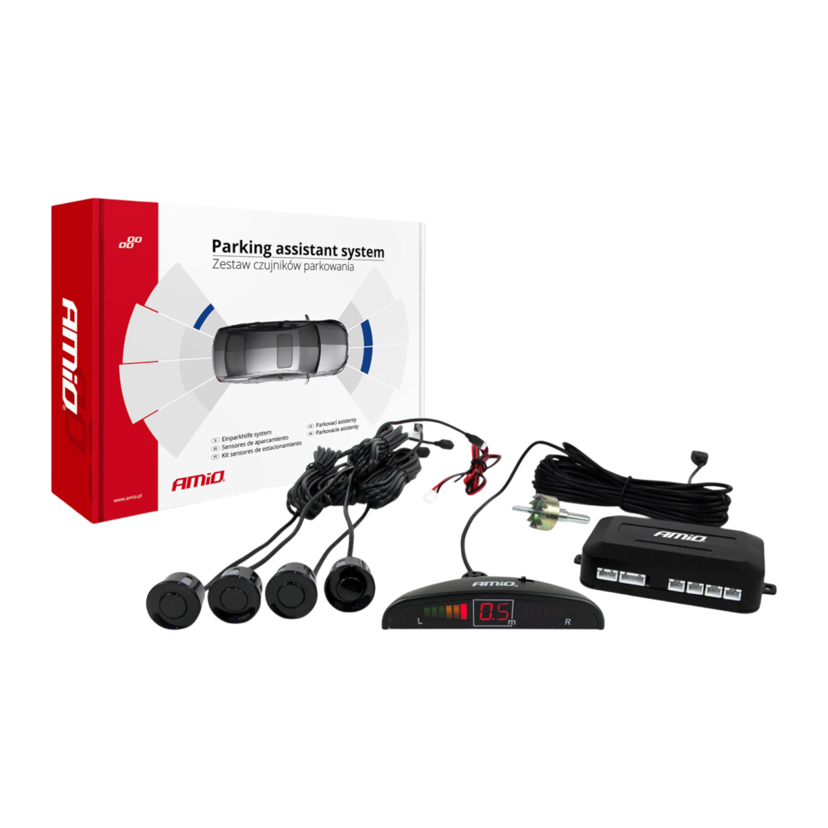 AMIO Sensor de Aparcamiento LED 4 sensores