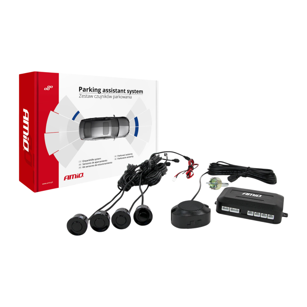 AMIO Sensor de Aparcamiento Buzzer 4 sensores