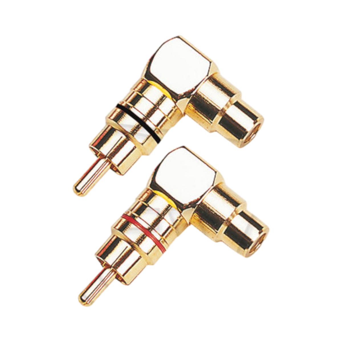 RCA Adaptador 90º Hembra-Macho Corto Metálico ORO