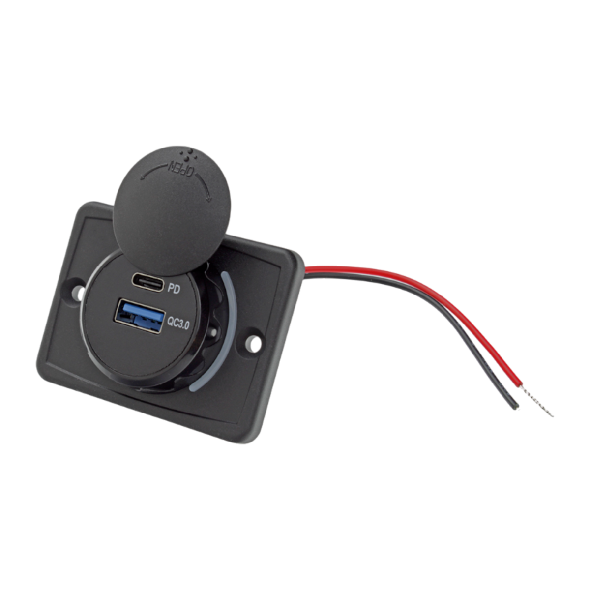 Toma Mechero Cuadrada para empotrar USB-A + USB-C