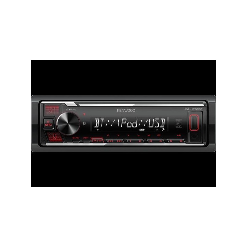 KENWOOD KMM-BT206 Receptor Digital Media iPod/USB - Bluetooth - aux - chasis red